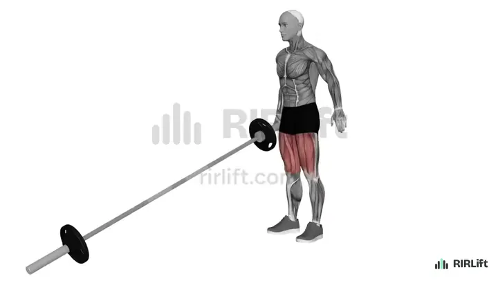 Landmine Curtsy Lunge start position