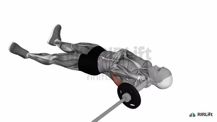 Landmine Lying Triceps Extension start position